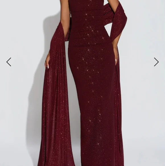 Babyboo Ashika Maxi Dress Wine Sparkle sz Medium with Agnes Shawl Wine Sparkle - Picture 13 of 13